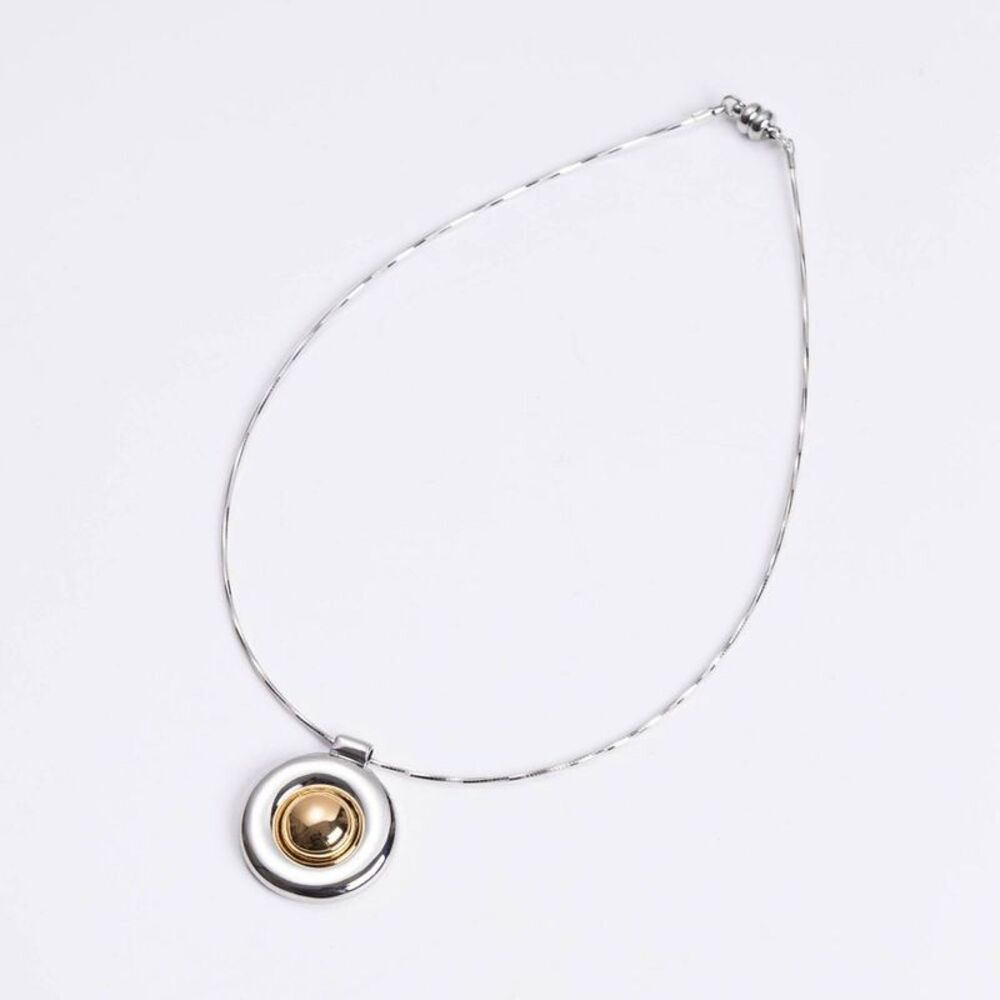 Luv Aj Chrome Orb Pendant Necklace - Gold/Silver